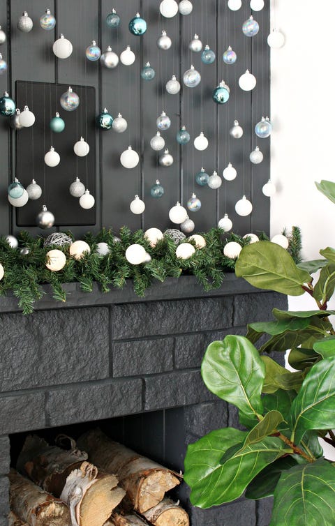 cascading ornaments diy christmas mantel decor