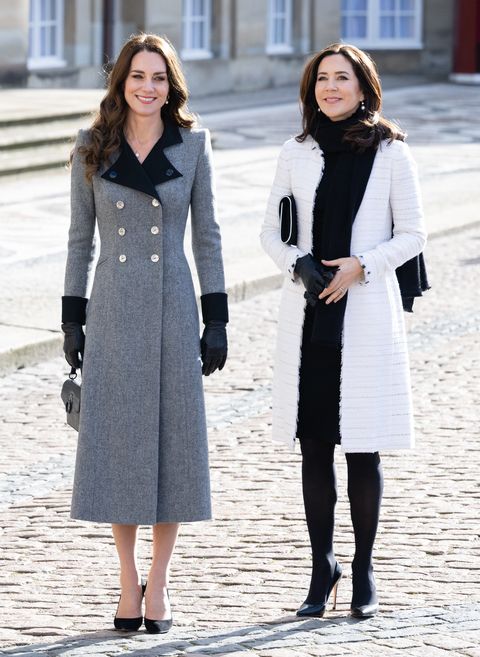 Kate Middleton Wore Gray Coat to Meet Crown Princess Mary