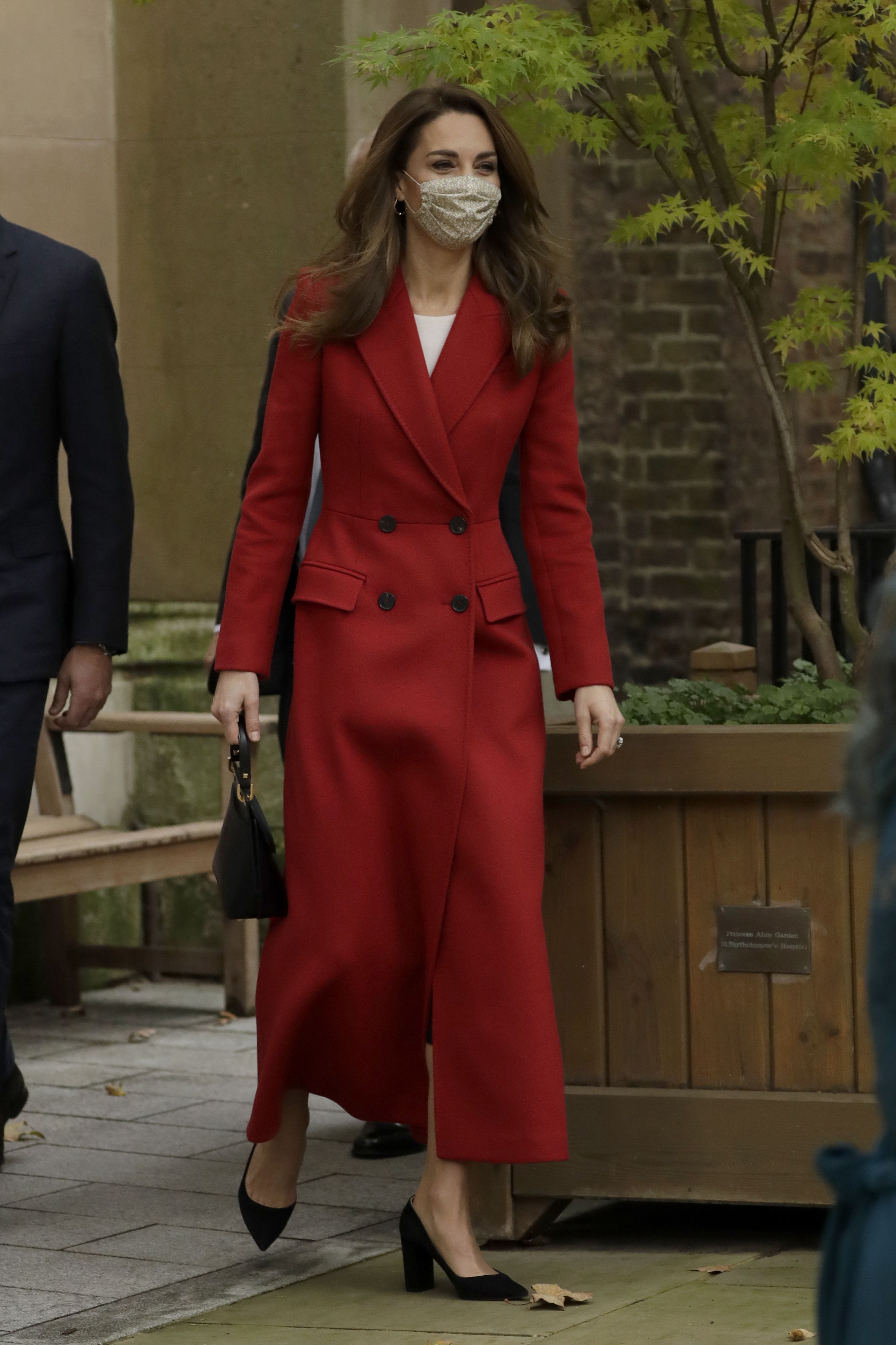 red dress camel coat