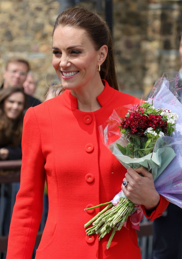 Welsh Spirit In Fiery Red Coat Dress, Kate Middleton Red Winter Coat