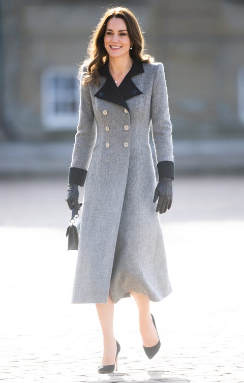 Kate Middleton Wore Gray Coat to Meet Crown Princess Mary