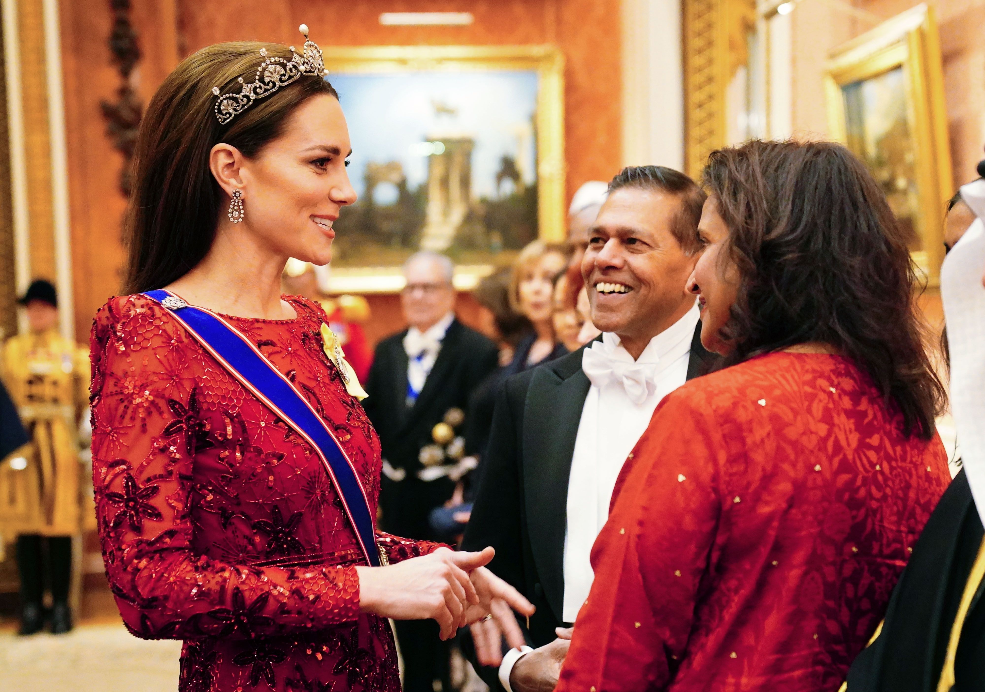 Princess Kate's full-bodied blow-dry was the perfect backdrop to the Lotus Flower Tiara