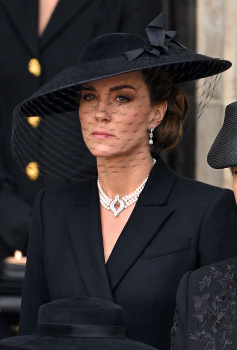 Kate Princess of Wales wears the Queen's royal pearls for Remembrance ...
