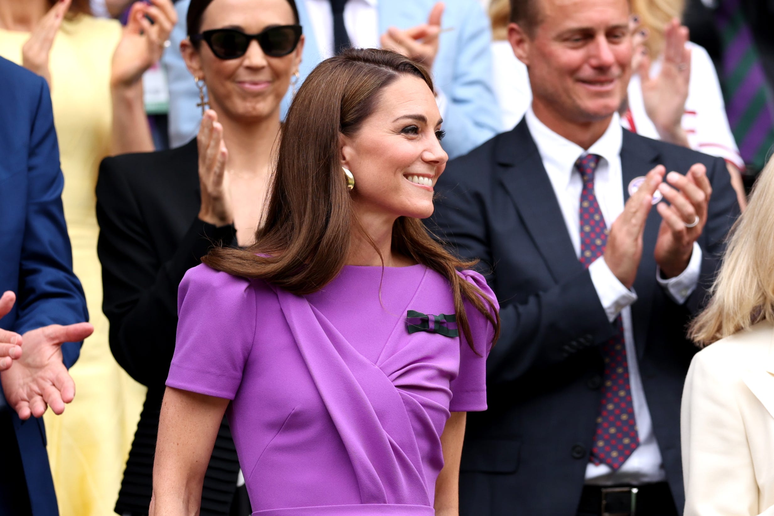 Kate Middleton Looks Lovely in Purple at Wimbledon Men's Finals