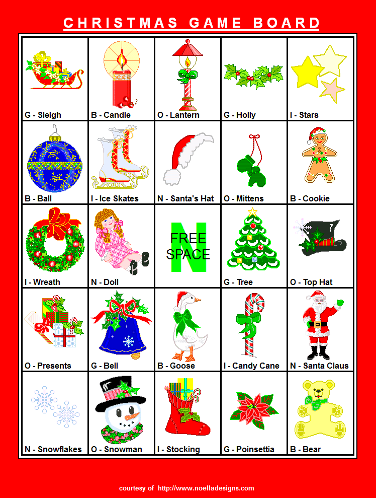 Christmas bingo sheets free printable