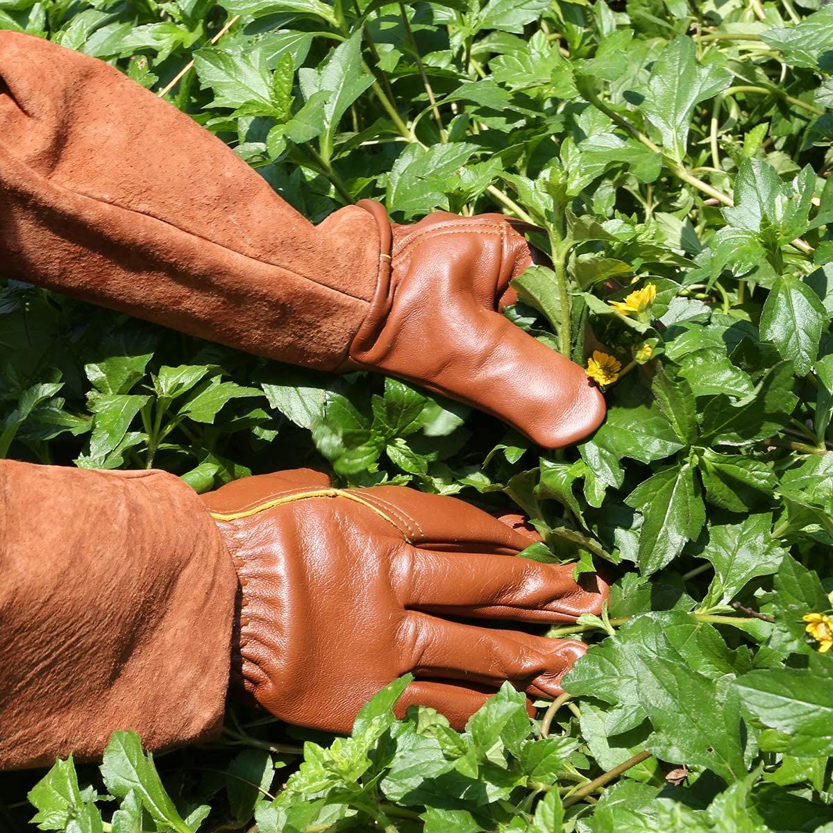 mens leather gardening gloves