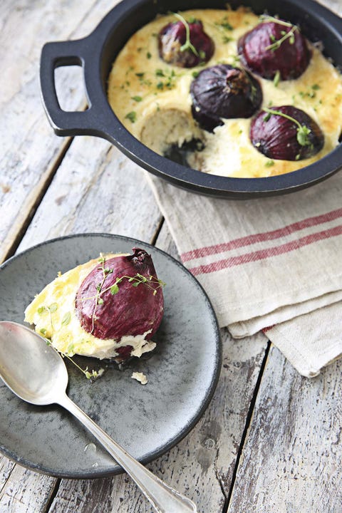 receta cebollas rojas con queso brie