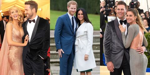 blake lively and ryan reynolds, meghan markle and prince harry, giselle bundchen and tom brady