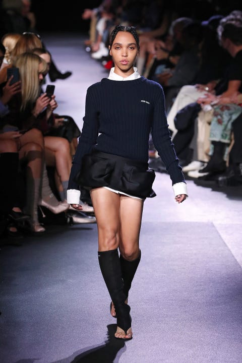 celebrity miu miu fashion show 2023 emily ratajkowski bella hadid