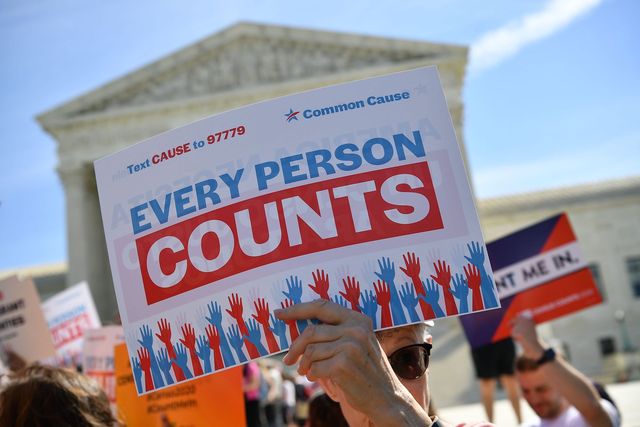 demonstrators rally at the us supreme court in washington, dc, on april 23, 2019, to protest a proposal to add a citizenship question in the 2020 census   in march 2018, us secretary of commerce wilbur ross announced he was going to reintroduce for the 2020 census a question on citizenship abandoned more than 60 years ago the decision sparked an uproar among democrats and defenders of migrants    who have come under repeated attack from an administration that has made clamping down on illegal migration a hallmark as president donald trump seeks re election in 2020 photo by mandel ngan  afp        photo credit should read mandel nganafp via getty images