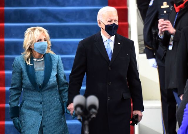 us president elect joe biden and incoming us first lady jill biden arrive for the inauguration of biden as the 46th us president on january 20, 2021, at the us capitol in washington, dc photo by andrew caballero reynolds  afp photo by andrew caballero reynoldsafp via getty images