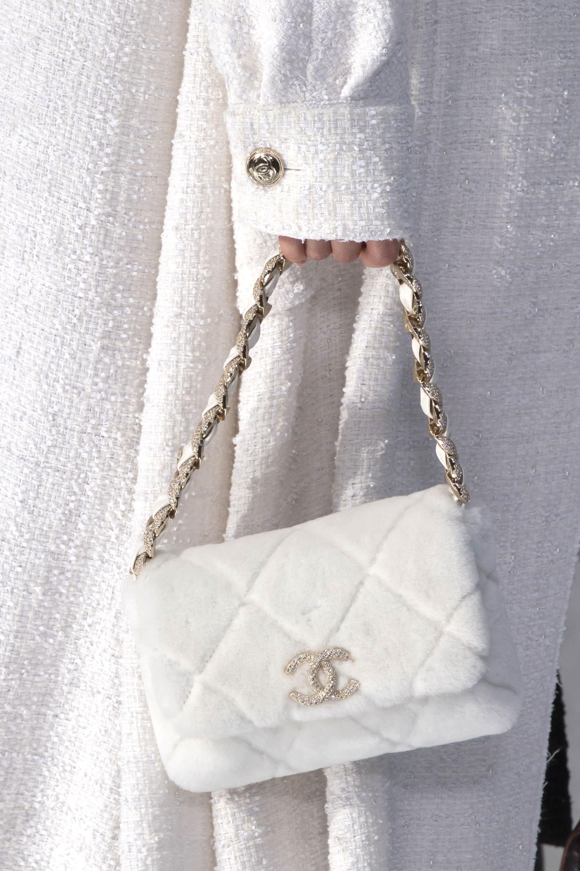 White fluffy 2024 chanel bag