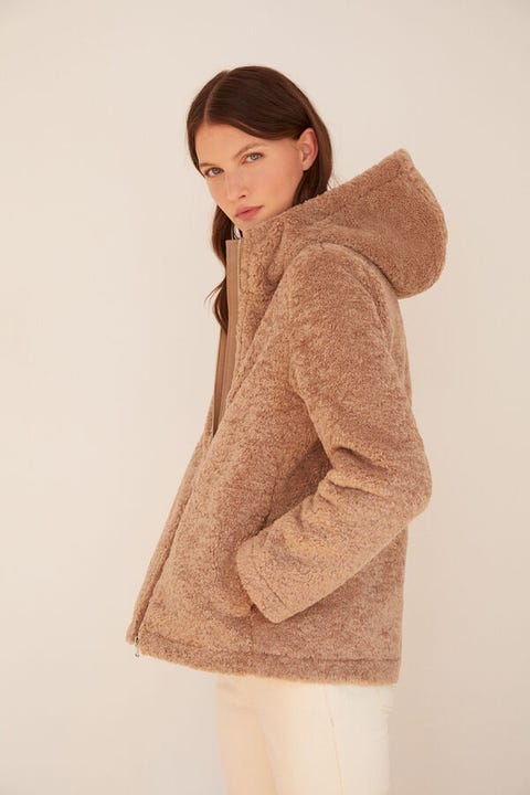 Camel hooded jacket by Cortefiel