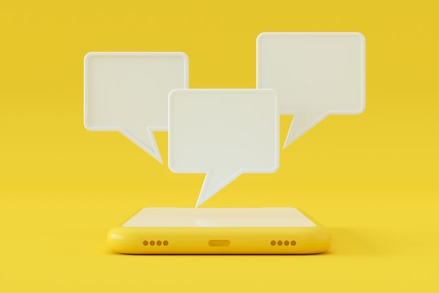 chat speech bubble on smart phone screen