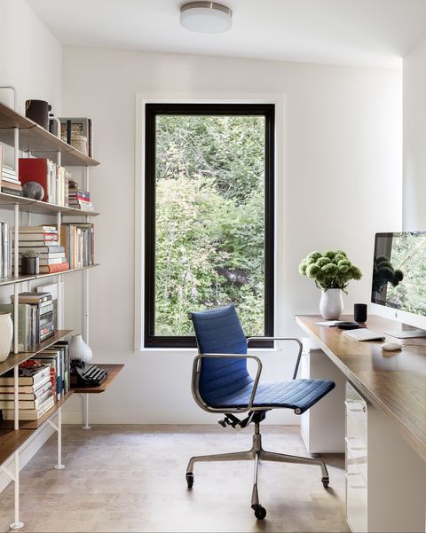 bookshelves in modern home office