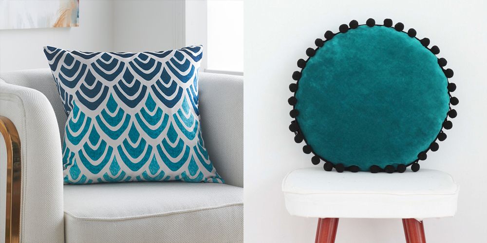 turquoise throw pillows for couch