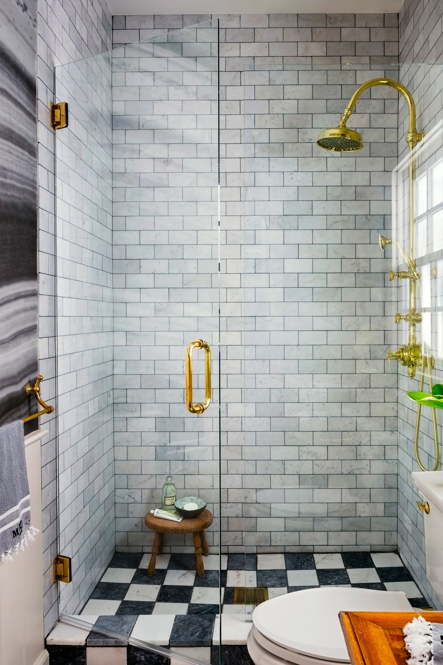 Bathroom With Hexagon Tile Walls With Images Bathroom Wall