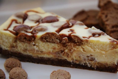 wil je maken: cheesecake met witte chocolade, kruidnoten, speculaas