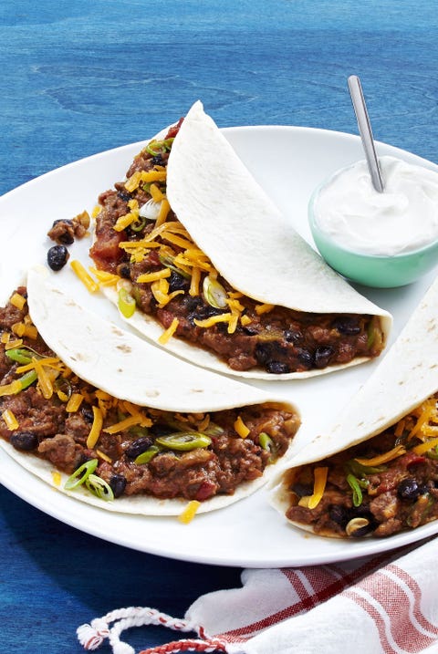 cheesy ground beef tacos