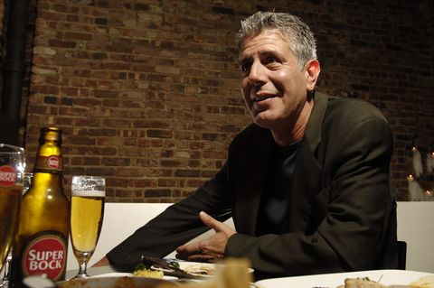Chef Anthony Bourdain has a drink at Tintol restaurant in Ti