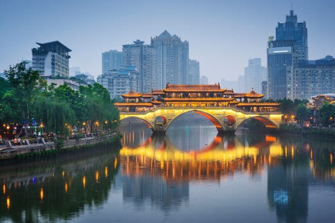 chengdu, china on the jin river