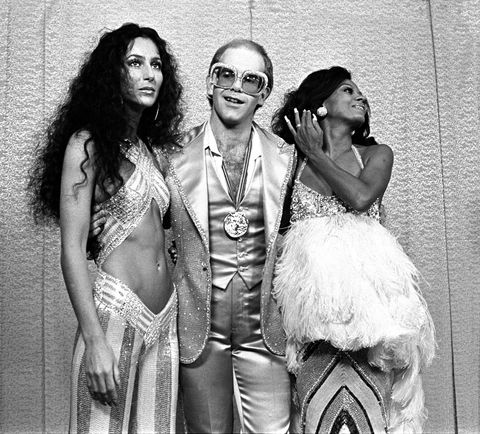 cher, elton john and diana ross at rock awards santa monica civic auditorium 1975 various locations mark sullivan 70s rock archive photo by mark sullivancontour by getty images