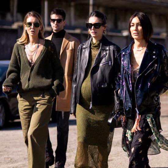 a group of women at milan fashion week to illustrate a story about fall clothing on amazon 2022
