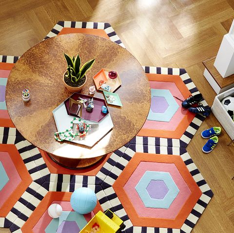 colorful modular rug
