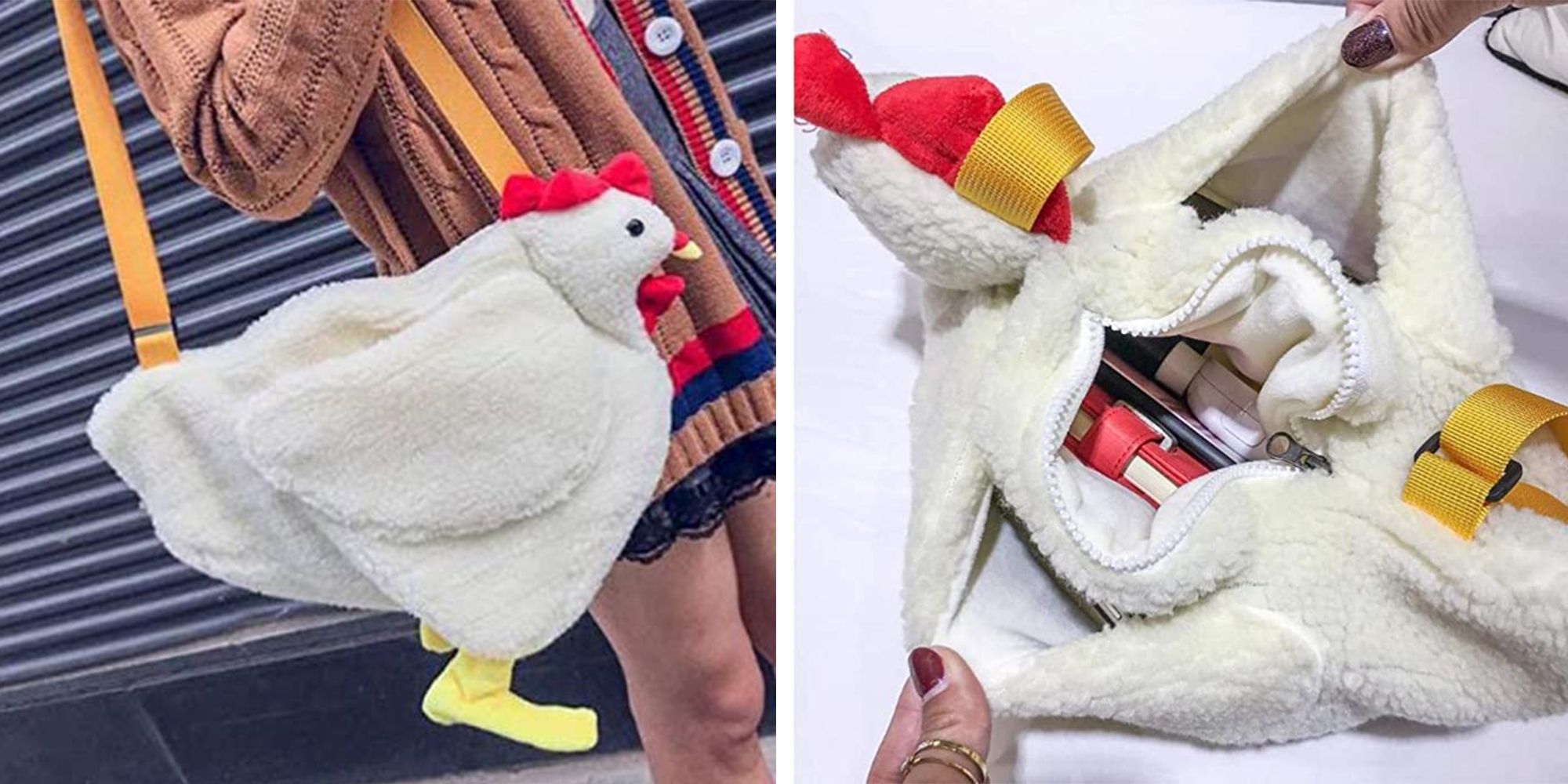 plush chicken purse