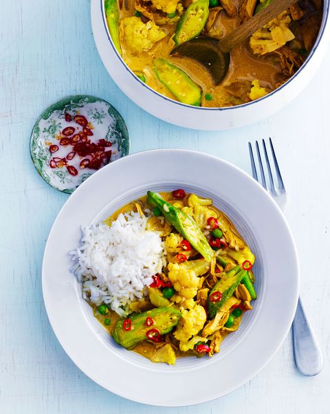 chicken and okra curry over rice