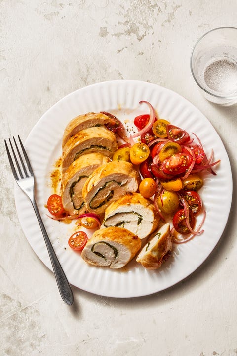 chicken roulade with marinated tomatoes