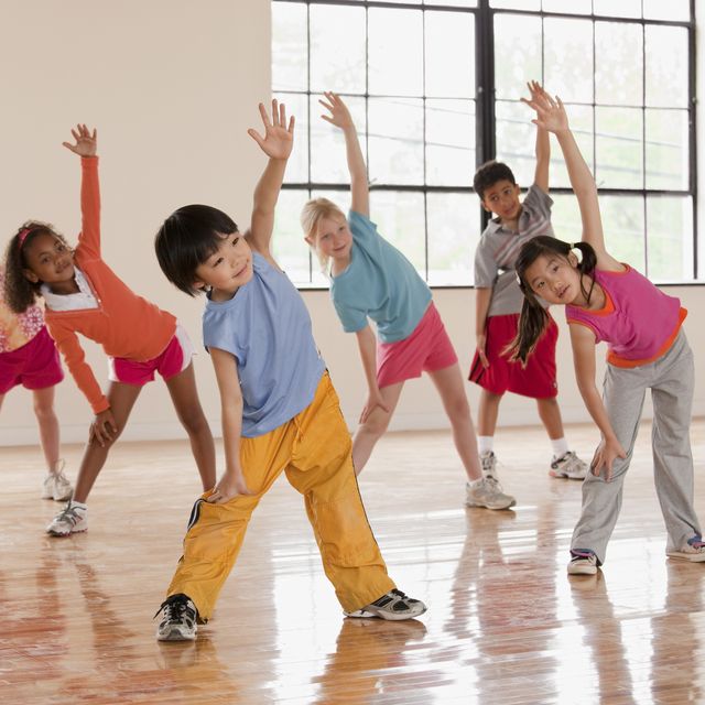 children exercising in fitness class