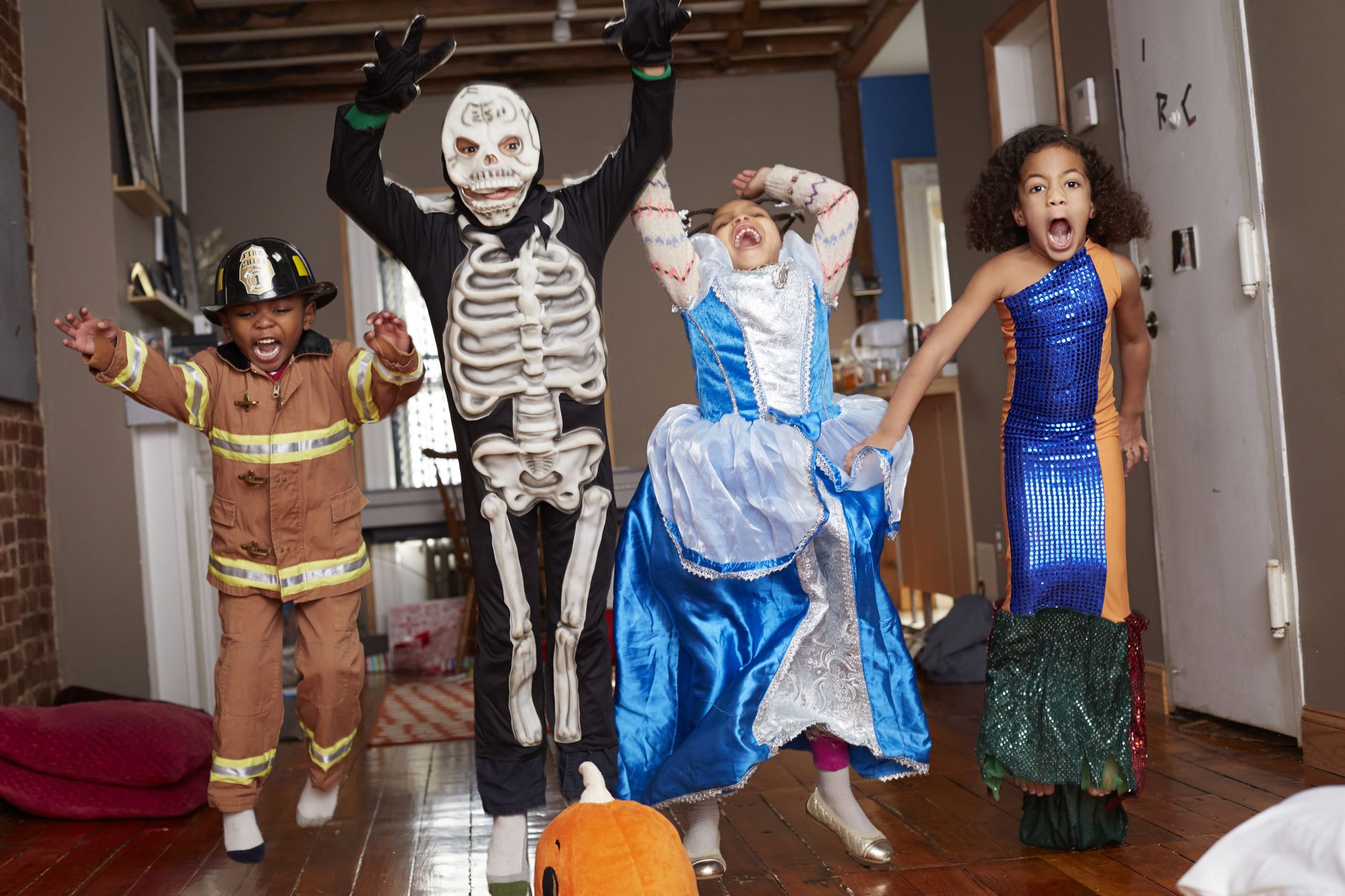 kids dressed for halloween