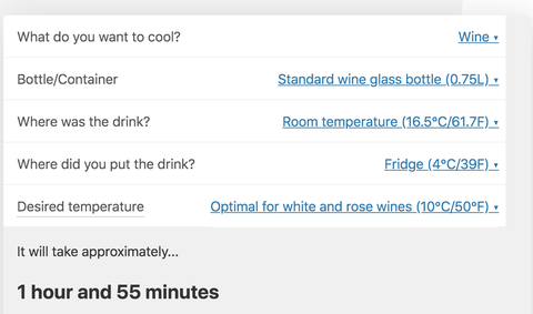This Chilled Drink Calculator Tells You How Long To Cool