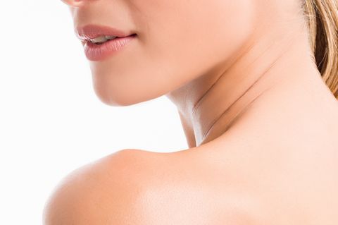 chin neck and shoulder of a woman