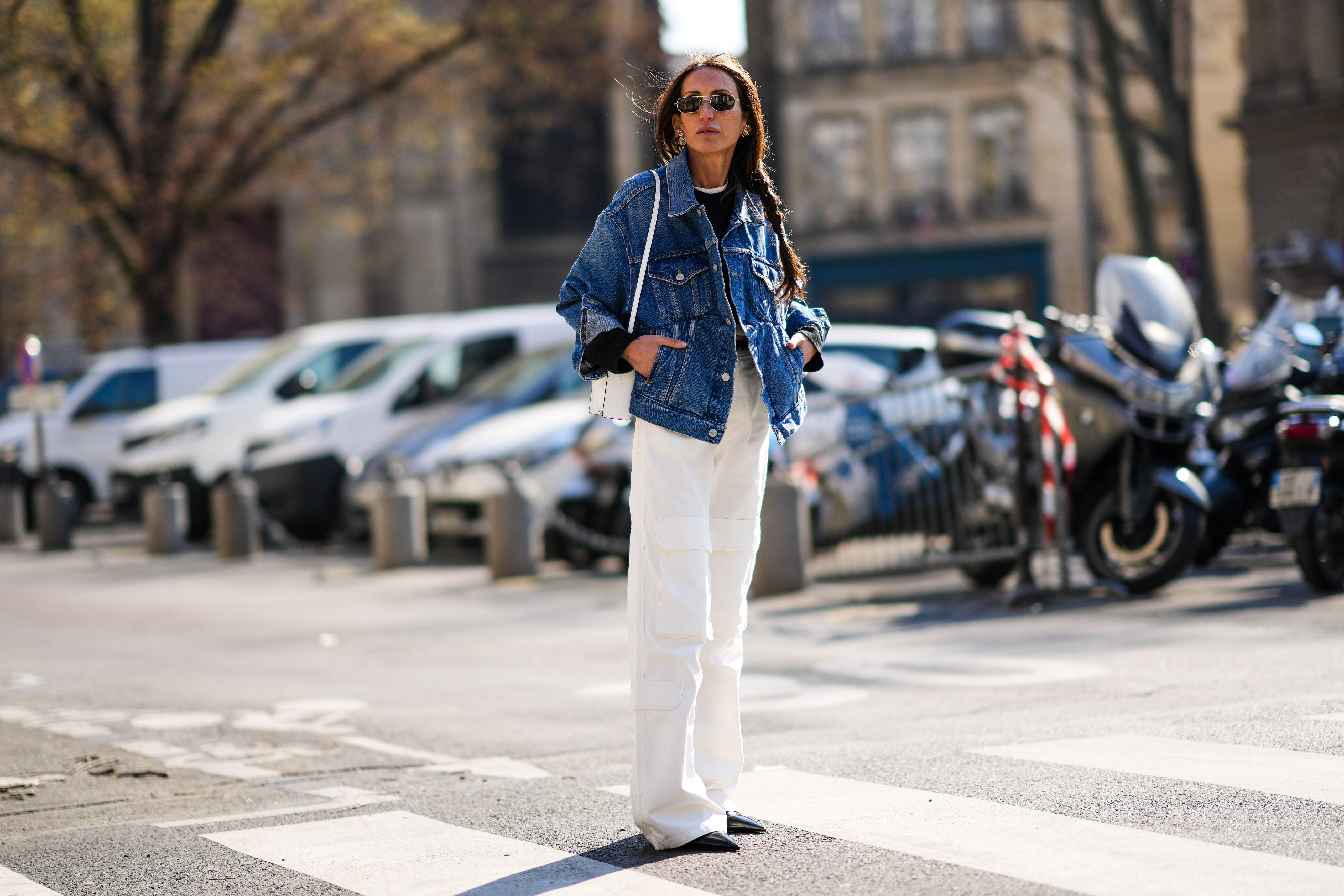 crop top denim jacket outfit