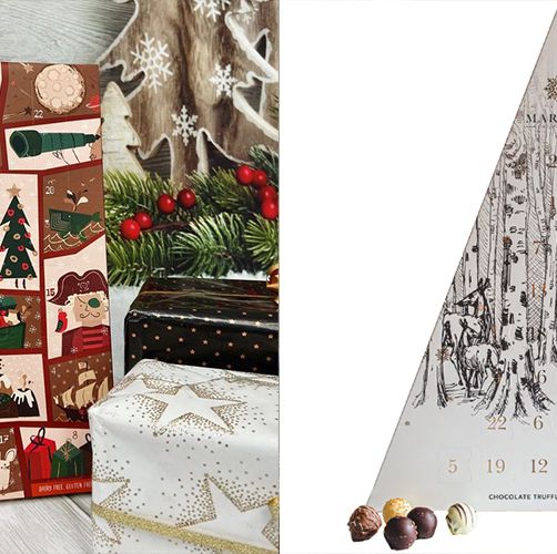 two chocolate advent calendars for christmas