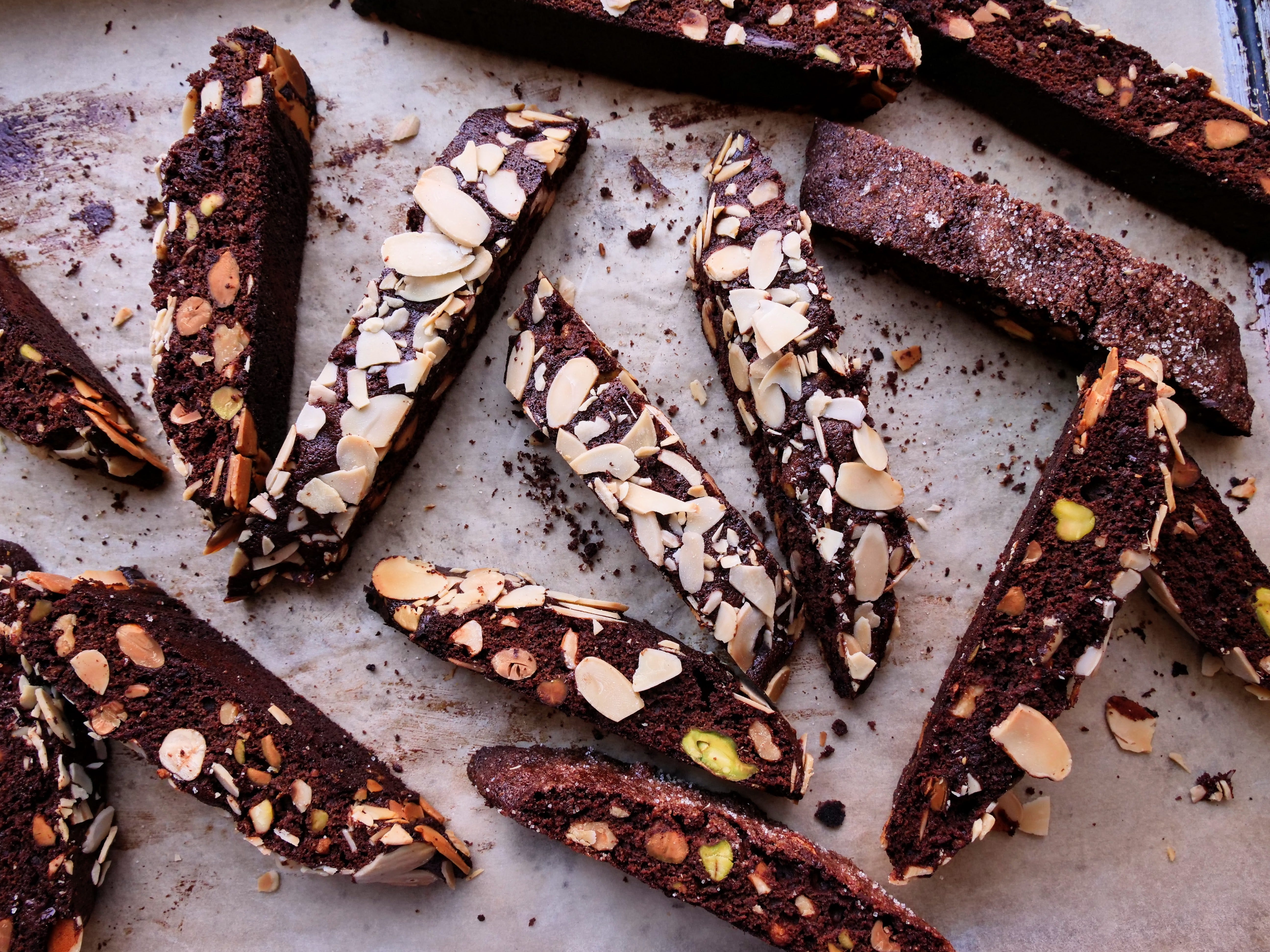 Nutty Peppermint Chocolate Biscotti