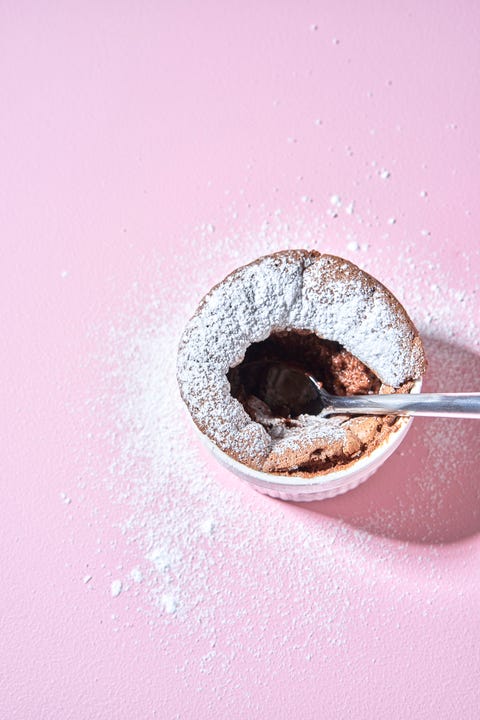 chocolate souffles on a pink background