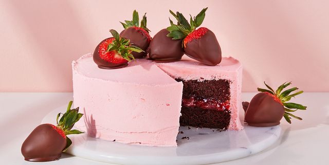 chocolate cake, chocolate strawberry cake, strawberry cake.