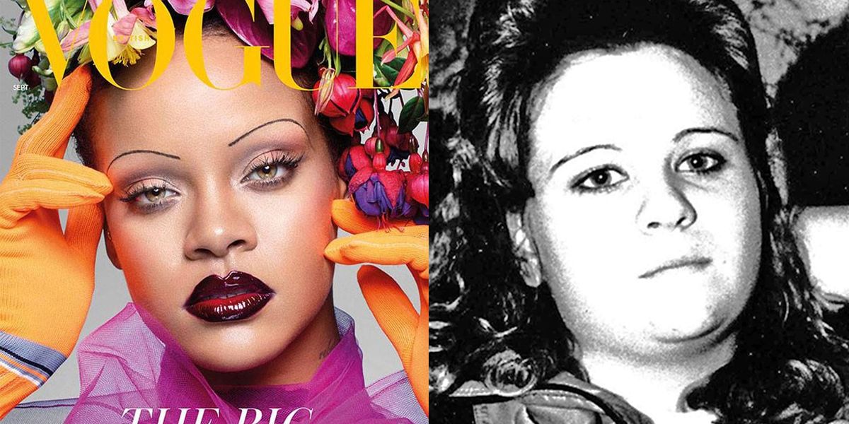 Rihanna's Skinny Eyebrows on Vogue - Skinny Eyebrows and 