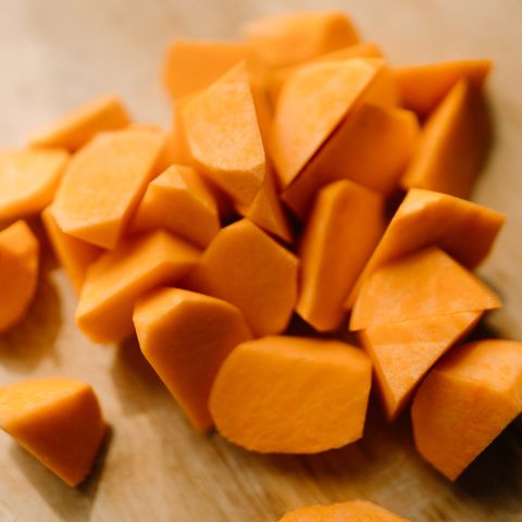 good carbs to eat, chopped sweet potato
