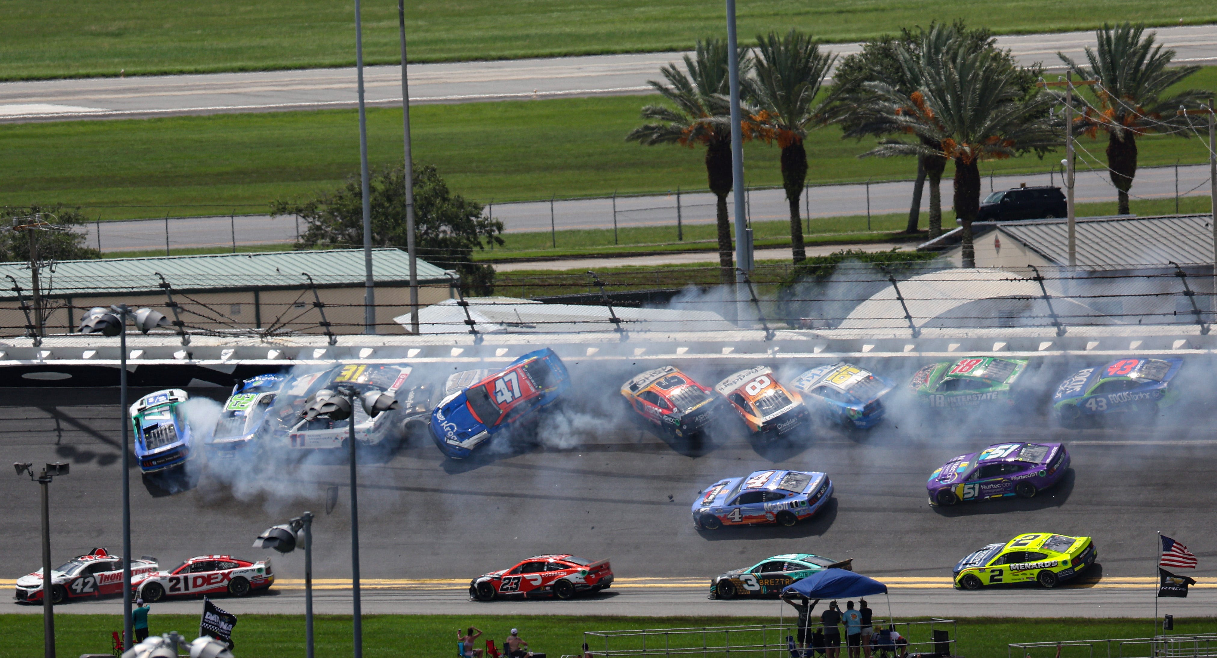 NASCAR Races Through Rain on an Oval, Entire Field Immediately Wrecks