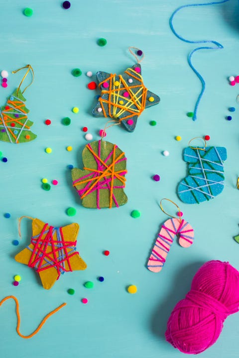 christmas crafts for kids — yarn-wrapped ornaments 20 Easy Peasy and Fun Christmas Crafts for Kids to DIY