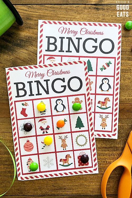 Christmas Bingo Game for Kids 16 Players Xmas Holiday Bingo Cards Winter Christmas Theme Bingo Sheets Large Group Party Games Supplies for School Classroom Family 