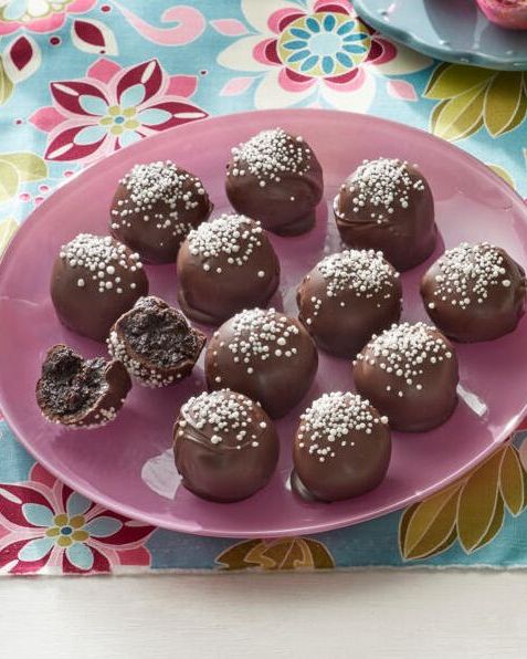 oreo cookie truffles on purple plate