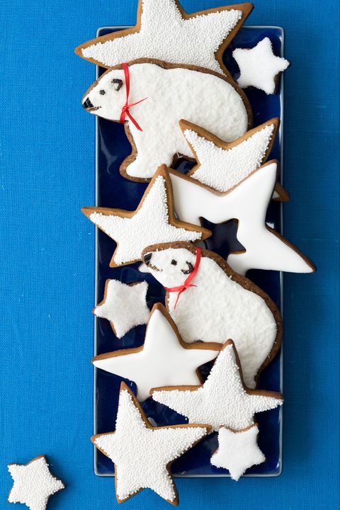 christmas cookies gingerbread polar bears and frosted stars