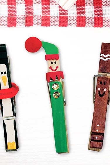 clothespin elf and penguin in christmas crafts for kids