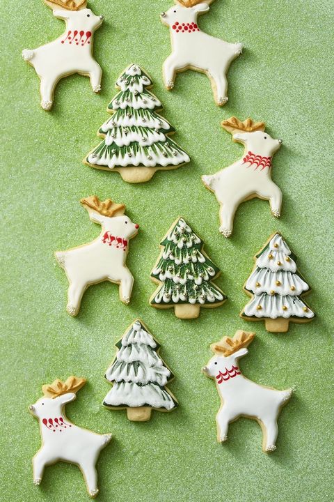 christmas desserts reindeer and tree cookies