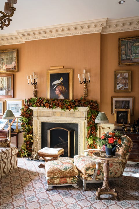 christmas garland in living room